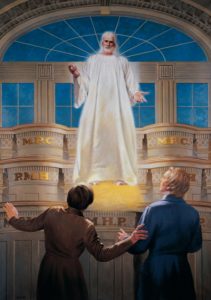 Joseph Smith ja Oliver Cowdery näkivät Herran ilmestymistä Kirtlandin temppelissä 1836.